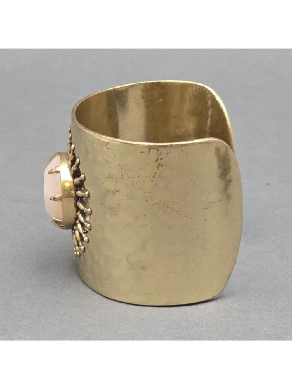 Lucky Brand Brass Sunburst Cuff Bracelet 7" Pink Quartz - Picture 4 of 16
